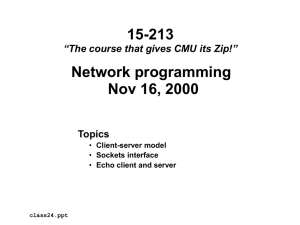 15-213 Network programming Nov 16, 2000 Topics