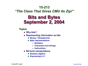 Bits and Bytes September 2, 2004 15-213