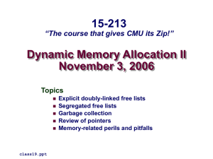 Dynamic Memory Allocation II November 3, 2006 15-213