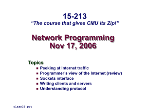 Network Programming Nov 17, 2006 15-213 “The course that gives CMU its Zip!”