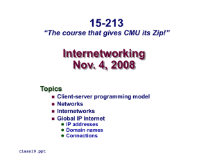 Internetworking Nov. 4, 2008 15-213 “The course that gives CMU its Zip!”