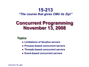 Concurrent Programming November 13, 2008 15-213 “The course that gives CMU its Zip!”