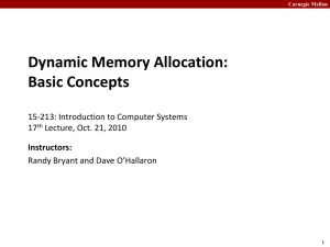 Dynamic Memory Allocation: Basic Concepts 15-213: Introduction to Computer Systems 17