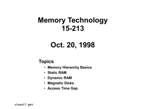 Memory Technology 15-213 Oct. 20, 1998 Topics