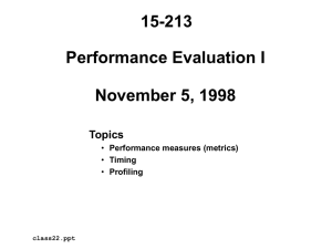 15-213 Performance Evaluation I November 5, 1998 Topics