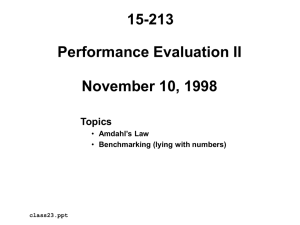 15-213 Performance Evaluation II November 10, 1998 Topics