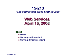 Web Services April 15, 2008 15-213 “The course that gives CMU its Zip!”