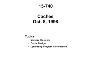15-740 Caches Oct. 8, 1998 Topics