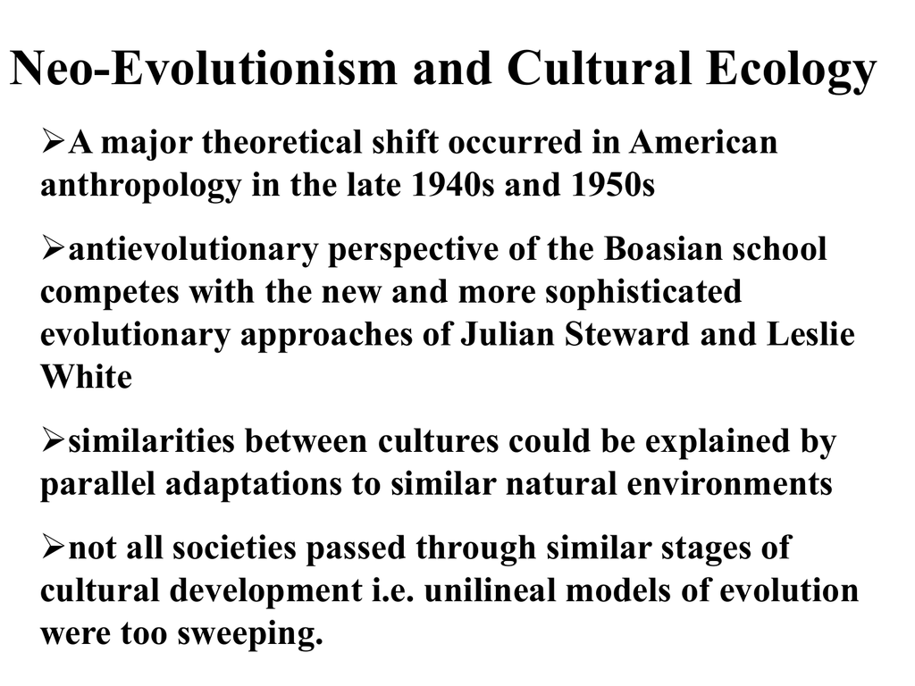 what is evolutionism in anthropology