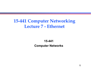 15-441 Computer Networking Lecture 7 - Ethernet 15-441 Computer Networks
