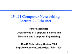 15-441 Computer Networking Lecture 7 - Ethernet