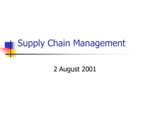 Supply Chain Management 2 August 2001