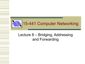 15-441 Computer Networking – Bridging, Addressing Lecture 8 and Forwarding