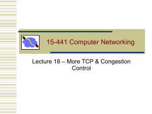 15-441 Computer Networking – More TCP &amp; Congestion Lecture 18 Control