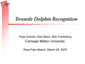 Towards Dolphin Recognition Carnegie Mellon University Tanja Schultz, Alan Black, Bob Frederking