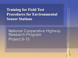 Training for Field Test Procedures for Environmental Sensor Stations National Cooperative Highway