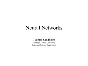 Neural Networks Tuomas Sandholm Carnegie Mellon University Computer Science Department