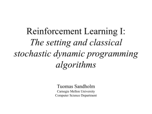 Reinforcement Learning I: The setting and classical stochastic dynamic programming algorithms