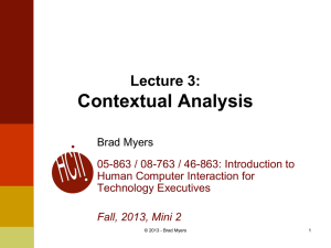 Contextual Analysis Lecture 3: Brad Myers 05-863 / 08-763 / 46-863: Introduction to