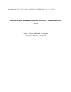 Running Head: PEER COLLABORATION AND REGULATION OF LEARNING