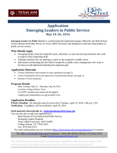 Application Emerging Leaders in Public Service May 24-26, 2016