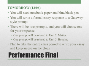 TOMORROW (12/06) • You will need notebook paper and blue/black pen