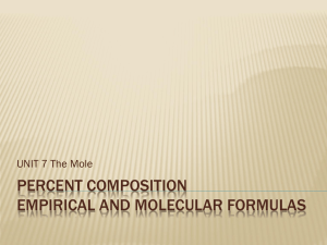 PERCENT COMPOSITION EMPIRICAL AND MOLECULAR FORMULAS UNIT 7 The Mole