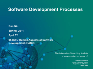 Software Development Processes Kun Niu Spring, 2011 April 7