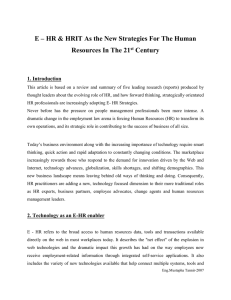 E – HR &amp; HRIT As the New Strategies For... Resources In The 21 Century 1. Introduction