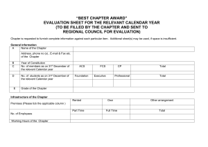 “BEST CHAPTER AWARD” EVALUATION SHEET FOR THE RELEVANT CALENDAR YEAR