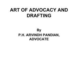 ART OF ADVOCACY AND DRAFTING By P.H. ARVINDH PANDIAN,