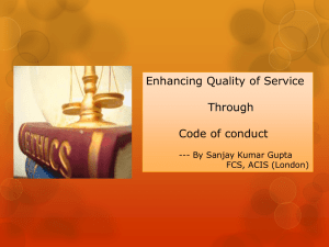 Enhancing Quality of Service Through Code of conduct --- By Sanjay Kumar Gupta