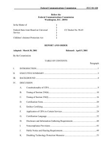 Federal Communications Commission FCC 01-120 Before the