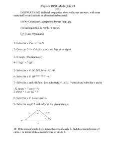 Physics 1050: Math Quiz #1