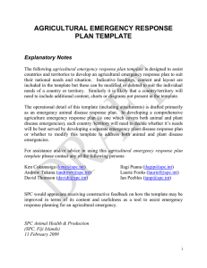 AGRICULTURAL EMERGENCY RESPONSE PLAN TEMPLATE  Explanatory Notes