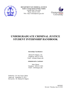 UNDERGRADUATE CRIMINAL JUSTICE STUDENT INTERNSHIP HANDBOOK