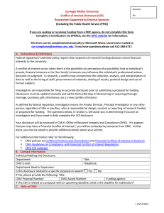 Carnegie Mellon University Conflict of Interest Disclosure (COI)