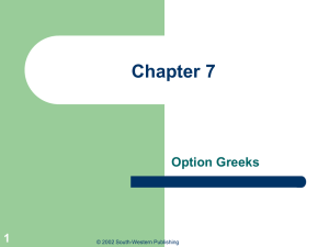 Chapter 7 Option Greeks 1 © 2002 South-Western Publishing