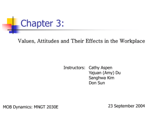 Chapter 3: Values, Attitudes and Their Effects in the Workplace
