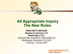 All Appropriate Inquiry The New Rules SARA BETH WATSON Steptoe &amp; Johnson LLP