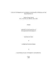 A STUDY OF PRIMING IN CALIFORNIA NEWSPAPER COVERAGE OF THE