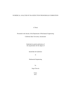 NUMERICAL ANALYSIS OF NOx REDUCTION FROM BIOGAS COMBUSTION  A Thesis