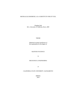 MICROALGAE BIODIESEL AS A SUBSTITUTE FOR JET FUEL Chandan Sohi