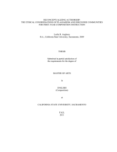 RECONCEPTUALIZING AUTHORSHIP: THE ETHICAL CONSIDERATIONS OF PLAGIARISM AND DISCOURSE COMMUNITIES