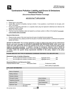 Contractors Pollution Liability and Errors &amp; Omissions Insurance Policy (Occurrence-Based Pollution Coverage)