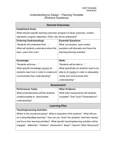 – Planning Template Understanding by Design (Directive Questions)