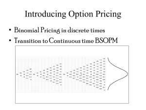 Introducing Option Pricing • Binomial Pricing in discrete times