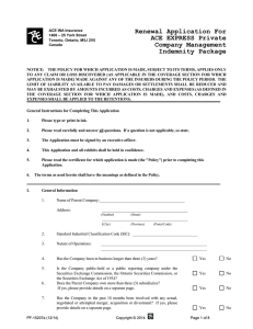 Renewal Application For ACE EXPRESS Private Company Management Indemnity Package