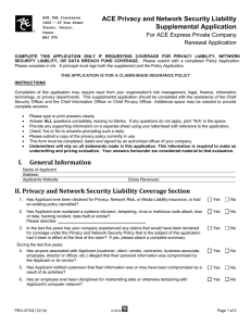 ACE Privacy and Network Security Liability Supplemental Application