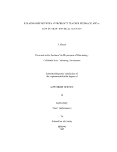RELATIONSHIP BETWEEN APPROPRIATE TEACHER FEEDBACK AND A LOW INTEREST PHYSICAL ACTIVITY